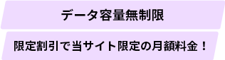データ容量無制限 限定割引で当サイト限定の月額料金！